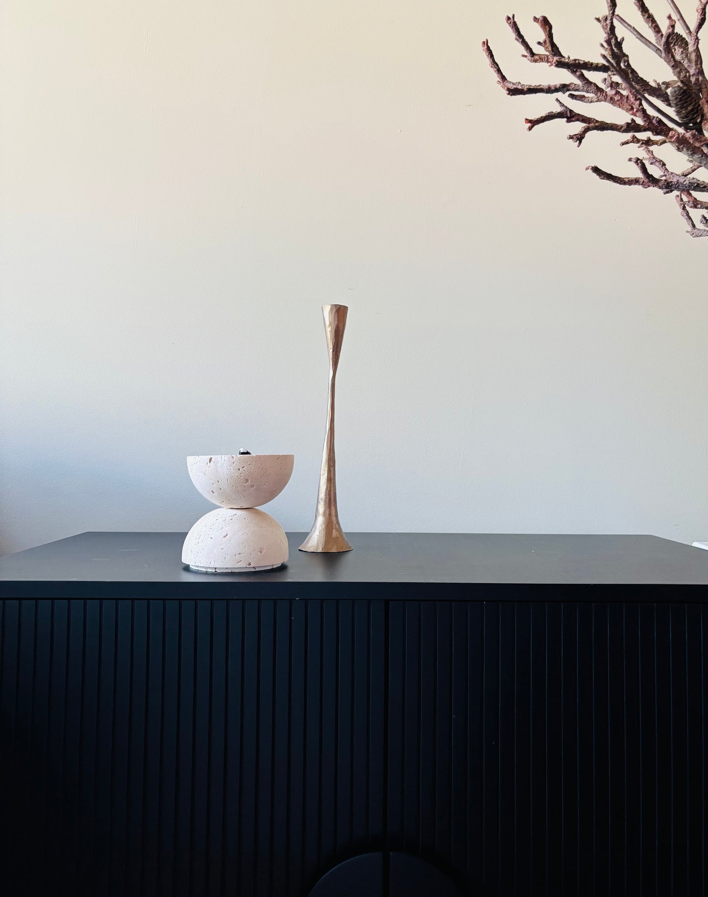Travertine Sculptural Holder