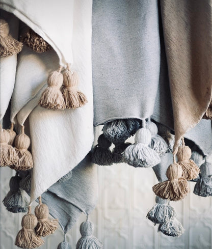 Moroccan Cotton/Wool Pom Pom Throws