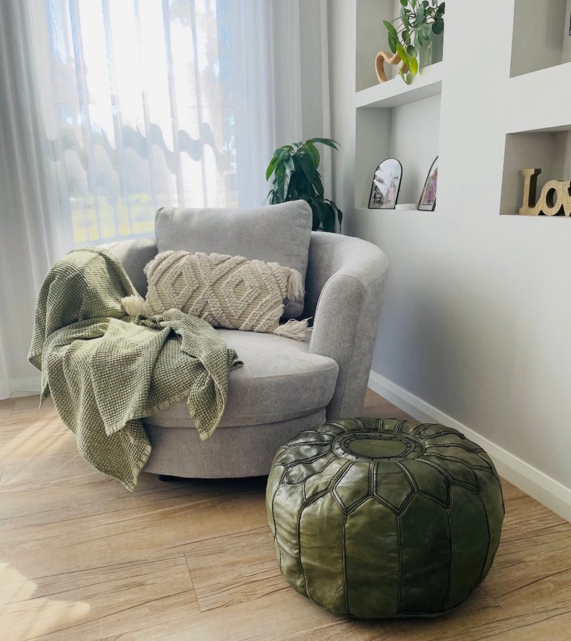 Moroccan Ottoman Traditional/Contemporary Olive Green